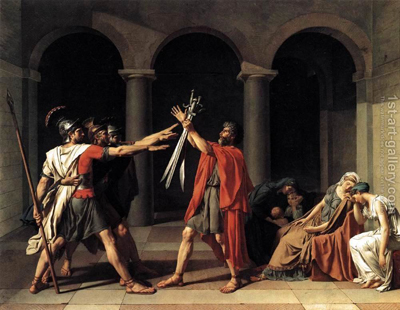 In case youâre wondering, the painting in the background is The Oath of the Horatii by by Jacques Louis David (1748 â 1845)