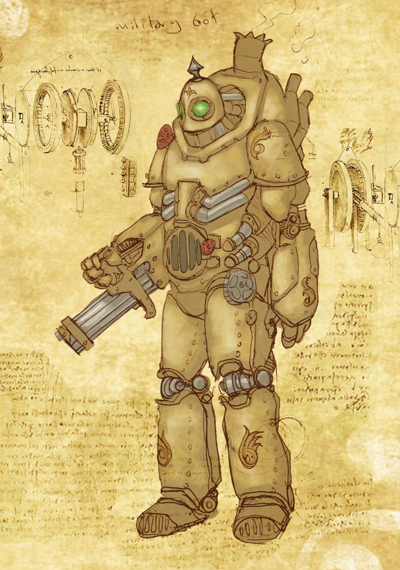 The design of Kruppâs automatons is partly inspired by this sketch by my son Alwyn, a brilliant illustrator and computer-game concept artist.