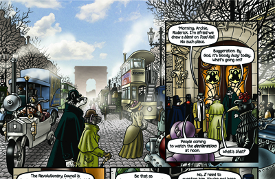 And here is the Champs-Ãlysées, with the Arc de Triomphe in the background, which turns out to be the location of Toad Hall.