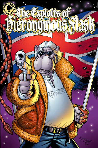 In fact, my own lettering font, the one Iâve used on all my graphic novels since Alice in Sunderland, was created by Comicraft, based on my hand lettering samples, in exchange for this illustration I did of Flask, as a spoof Luther Arkwright cover in 2001.