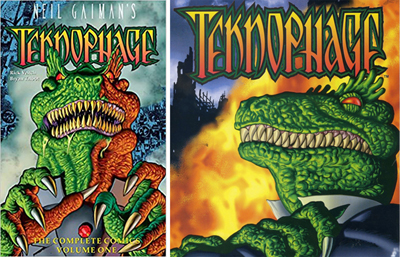 After publication of the book, a couple of readers mentioned his similarity to Teknophage, a character I drew 20 years earleir for Tekno Comics. In the story, Henry Phage was a millennia-old lizard who had become the ultimate capitalist, and who was the origin of human notions of the Devil. He lived on the barren planet Kalighoul in a gigantic moving city, not unlike Michael Moorcockâs The Land Leviathan.