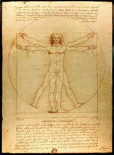 The âDivine Templateâ here is a reworked version of Da Vinciâs Vitruvian Man. The was a clever reason why I had it as being by Michelangelo but I canât now remember what is was. Possible answers to this address.